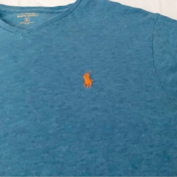 POLO ralph lauren classic fit aqua jersey v-Neck shirt size large - Picture 6 of 8